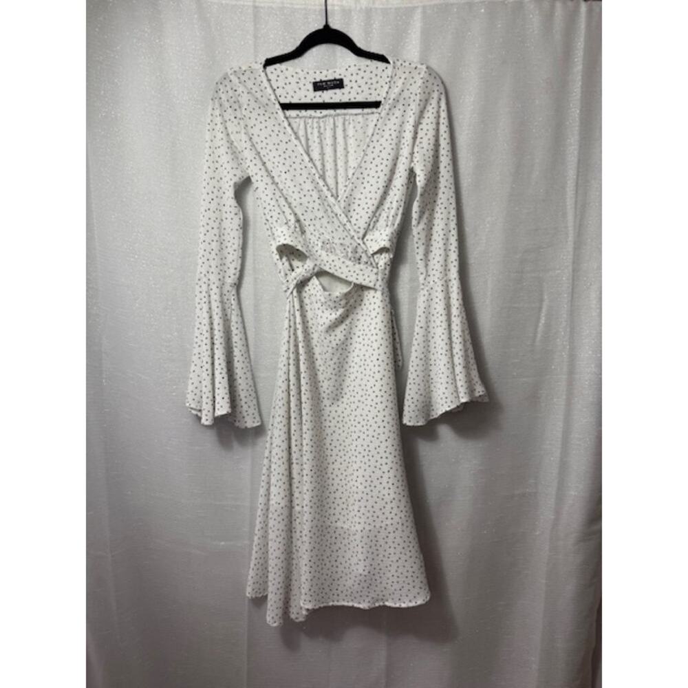 FEW MODA WHITE DRESS WITH BLACK DOTS SIZE SMALL